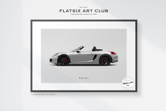 Porsche 981 Boxster Sketched Wall Art - Multi-colour Automotive