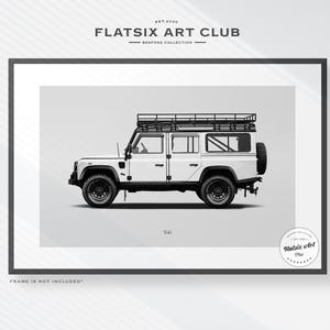Land Rover Defender Sketched Wall Art - Multi-colour Automotive Art ...