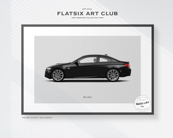 BMW M3 (E92) Sketched Wall Art - Multi-colour Automotive Art Print - Car Poster Illustration