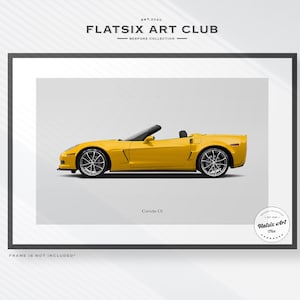 Croquis d'art mural Chevrolet Corvette Cabriolet C6 - Impression d'art automobile multicolore - Illustration d'affiche de voiture