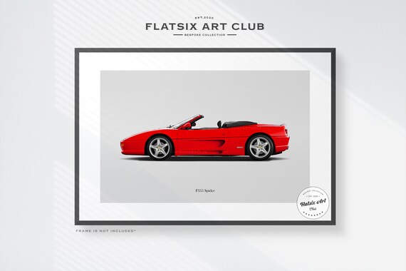 Ferrari F355 Spider Sketched Wall Art - Multi-colour Automotive