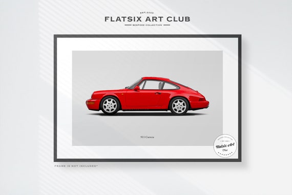 Porsche 911 Carrera (964) Sketched Wall Art - Multi-colour