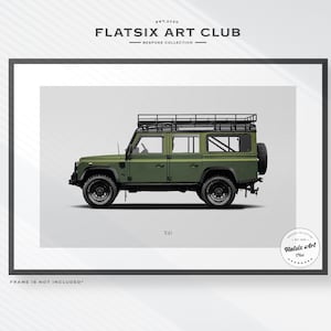 Land Rover Defender Sketched Wall Art - Multi-colour Automotive Art Print - Car Poster Illustration