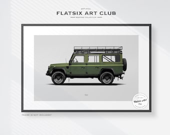 Land Rover Discovery Series I Sketched Art Print: Automotive Car