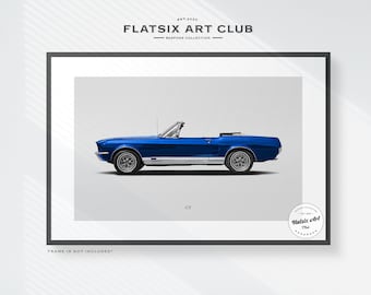 Ford Mustang GT Convertible (1st Gen) Sketched  Art Print: Automotive Illustration