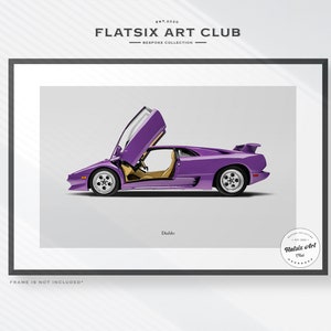 Lamborghini Diablo Sketched Wall Art - Car Poster Illustration