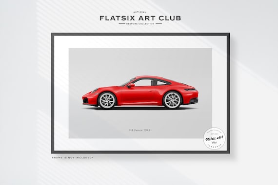Porsche (992.2) 911 Carrera Sketched Wall Art - Multi-colour