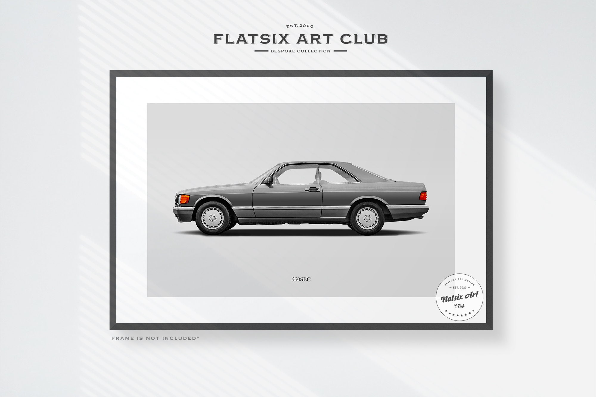 Mercedes-benz 560SEC (C126) Sketched Wall Art - Multi-colour