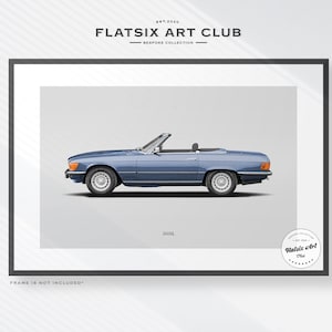 Classic Mercedes-Benz 560SL Sketched Wall Art - Car Poster Illustration