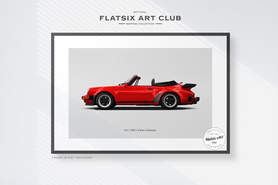Porsche 930 Turbo Cabriolet Sketched Wall Art - Multi-colour