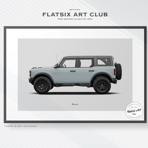 Ford Bronco Sketched Wall Art - Multi-colour Automotive Art Print - Car Poster Illustration