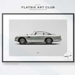 007 Aston Martin DB5 Sketched Wall Art - Multi-colour Automotive Art Print - James Bond Car Poster Illustration