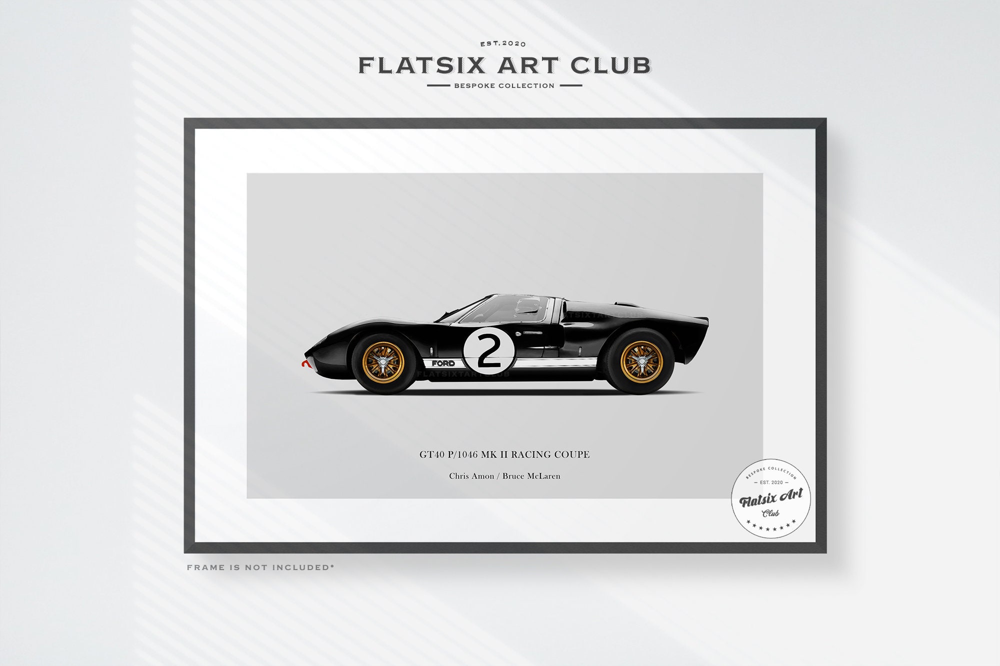 Ford GT40 Lemans 1966 Sketched Wall Art - Multi-colour Automotive Art ...