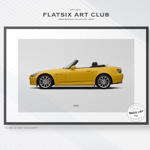 Honda S2000 (AP2) Sketched Wall Art - Multi-colour Automotive Art Print - Car Poster Illustration