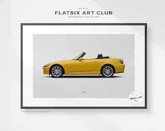 Honda S2000 (AP2) Sketched Wall Art - Multi-colour Automotive Art Print - Car Poster Illustration