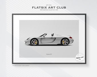 Porsche Carrera GT (CGT) Sketched Wall Art - Multi-colour Automotive Art Print - Car Poster Illustration