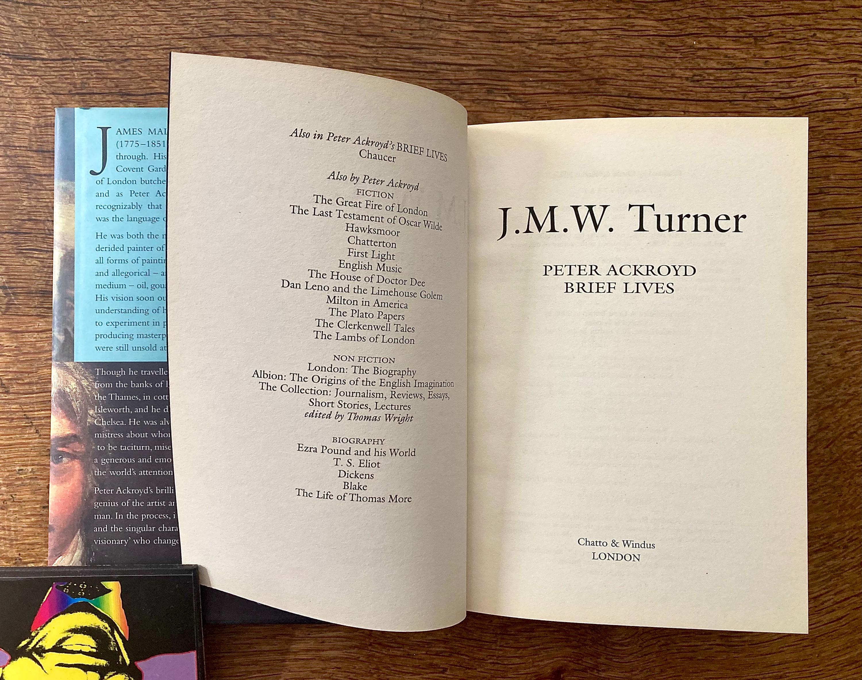 Near-fine First Edition Copy of 'turner' by Peter Akroyd. - Etsy
