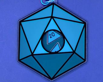 D20 Dice | Acrylic Shaker Keychain