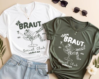 JGA Shirt personalized with name bride & team bride T-Shirt Fairtrade hen party outfit wedding gift bachelorette shirt