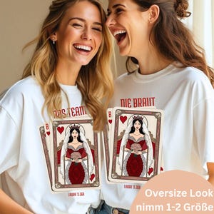 T-shirt JGA personnalisé – Mariée et équipe T-shirt de mariée Reine de cœur Motif cartes à jouer Cadeau de mariage T-shirt d'enterrement de vie de jeune fille équitable et biologique