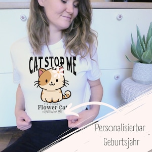 Personalizable cat t-shirt - gift for cat owners - unique fair trade cat t-shirt with funny saying - organic t-shirt