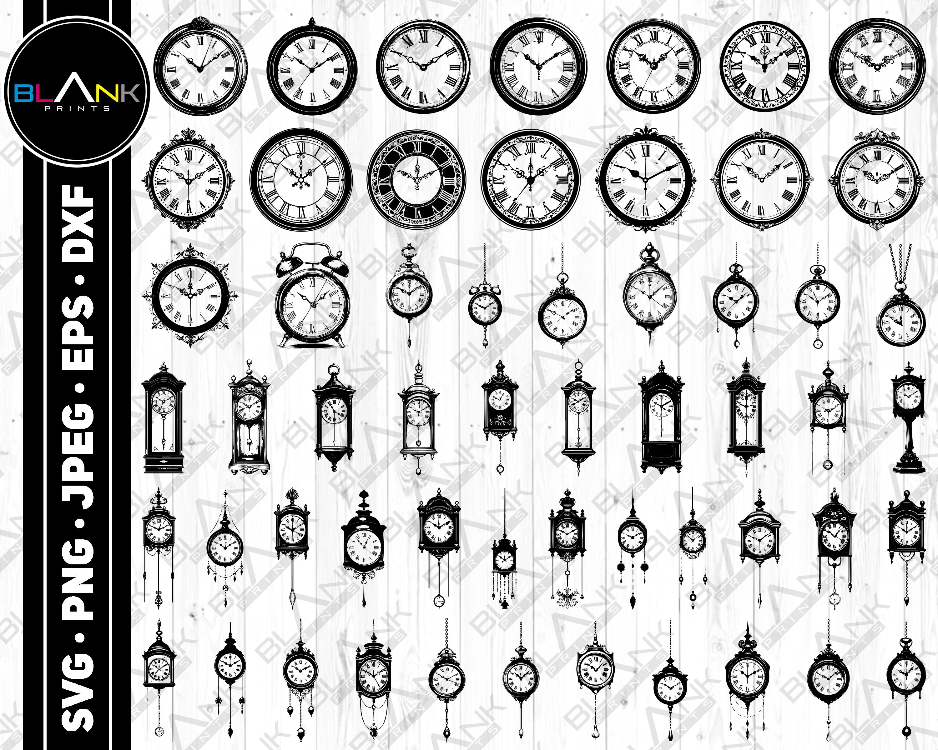 Vintage Clock SVG Bundle: Grandfather, Longcase, Floor Clock (digital ...