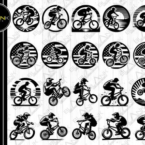 Bmx bundle svg png jpeg eps dxf bundle silhouette clipart cricut vecteur usage commercial personnalisé bmx vélo bmx bike bmx vélo bundle svg