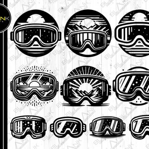 snow goggles bundle svg png jpeg eps dxf bundle silhouette cricut commercial use custom snow goggles vector silhouette svg