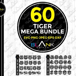tiger mega bundle svg png jpeg eps dxf engrave silhouette clipart cricut laser vector commercial use custom tiger wild animal vector tiger