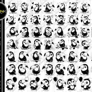 cute toucan bundle svg png jpeg eps dxf bundle silhouette cricut commercial use custom toucan with hearts toucan with flowers toucan balloon