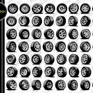 Paquete de neumáticos SVG, PNG, JPEG, EPS, DXF, paquete, silueta, Cricut, clipart, uso comercial, rueda personalizada, neumático, clipart, neumáticos de vehículo, neumáticos de coche, Cricut