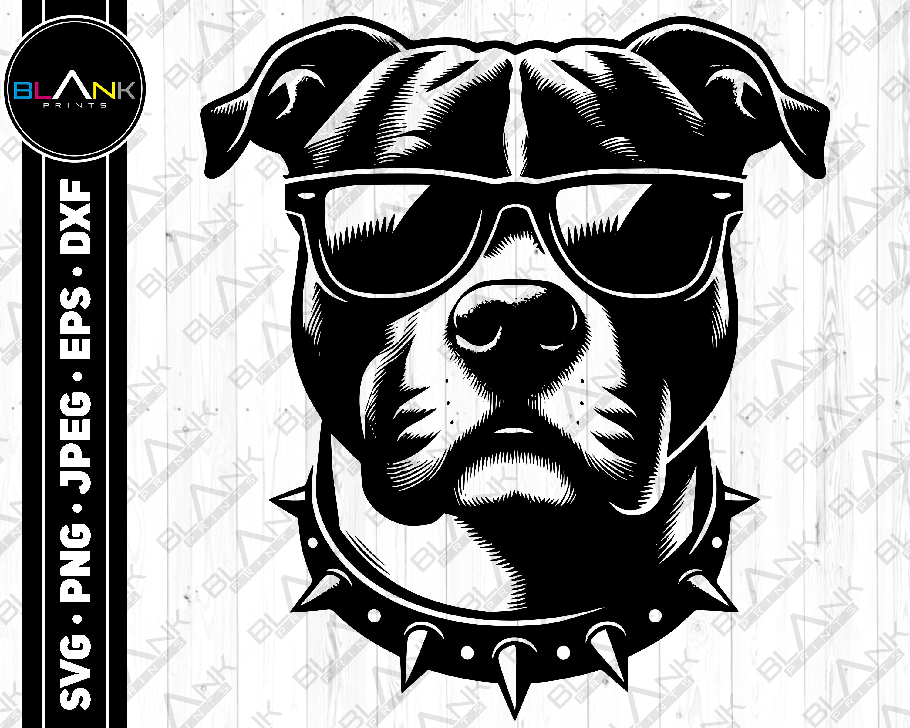Pitbull With Sunglasses Svg Cut Files Svg Png Jpeg Eps Dxf Silhouette ...