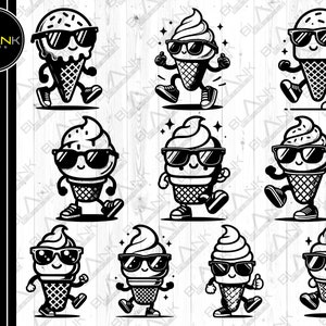 süße Eis tanzen Bündel svg png jpeg eps dxf Bündel Kontur Cliparts Cricut Vektor kommerzielle Nutzung benutzerdefinierte süße Eiscreme-Sonnenbrille