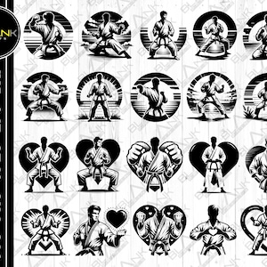 karate bundle svg png jpeg eps dxf vector bundle silhouette cricut commercial use custom karate martial arts bundle karate heart svg