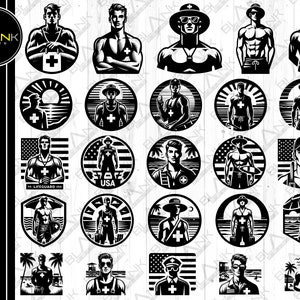 lifeguard bundle svg png jpeg eps dxf vector bundle silhouette cricut commercial use custom life guard beach vacation summer swim bundle svg