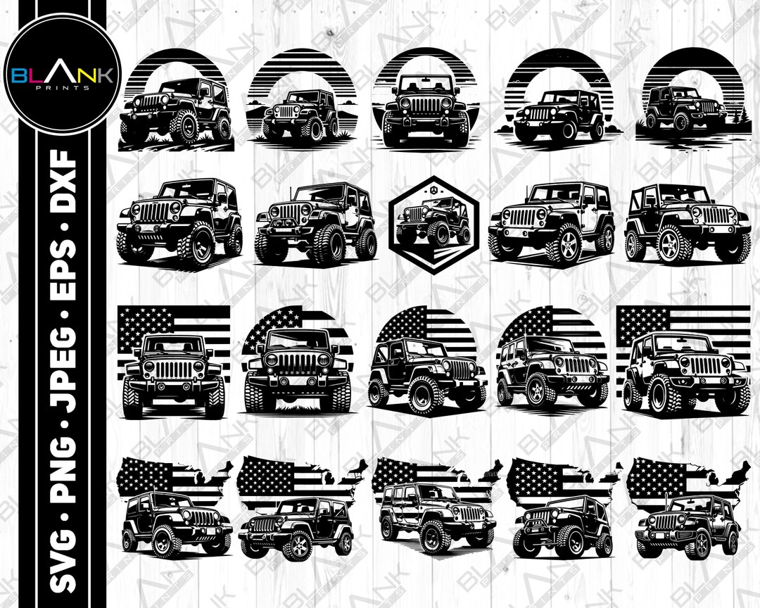 Jeep Bundle Svg Png Jpeg Eps Dxf Vector Bundle Silhouette Cricut ...