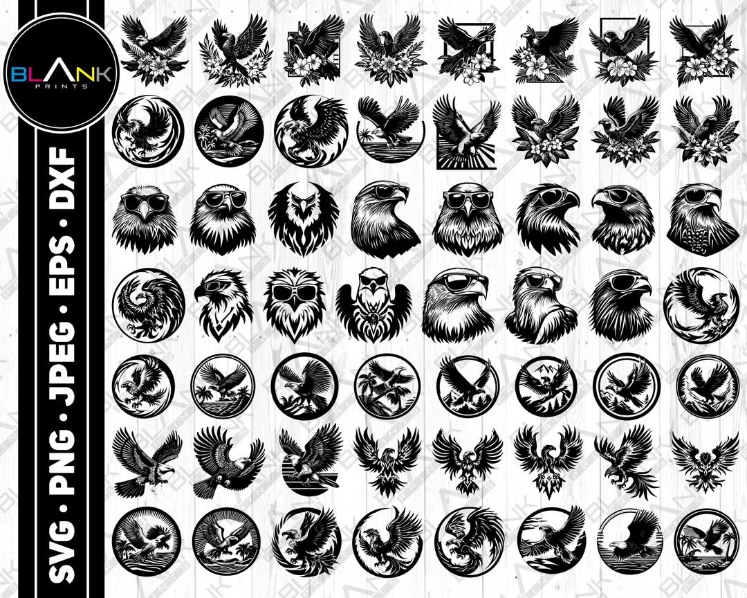 Eagle Bundle Svg Png Jpeg Eps Dxf Bundle Silhouette Clipart Cricut ...