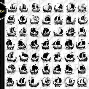 Viking Ship SVG Bundle: Silhouette Clipart, Cricut Vector (Digital Download)