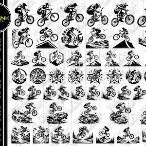 Bmx vélo svg png jpeg eps dxf bundle silhouette clipart cricut vecteur usage commercial personnalisé bmx sport extrême bmx vélo bundle svg