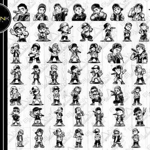 cute rapper bundle svg png jpeg eps dxf bundle silhouette cricut commercial use custom rapper with microphone rapper singing rapper clipart