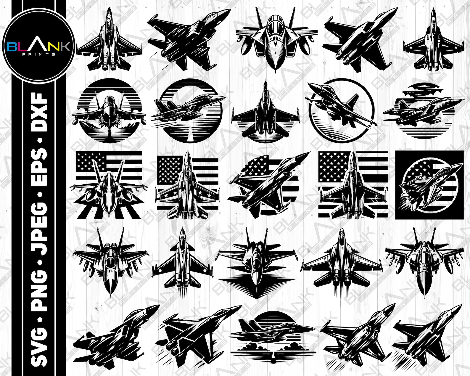 Jet Fighter Clipart Bundle, Aircraft Vector Graphics (svg, Png, Jpg ...