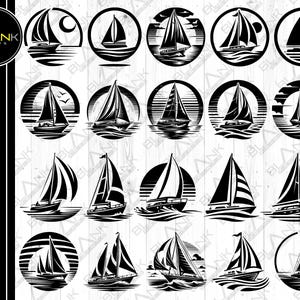 sailing bundle svg png jpeg eps dxf bundle silhouette clipart cricut vector commercial use custom sailing vector sail silhouette bundle svg