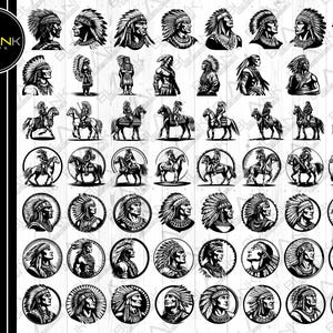native indian warrior bundle svg png jpeg eps dxf bundle silhouette clipart cricut vector commercial custom native indian warrior akicita