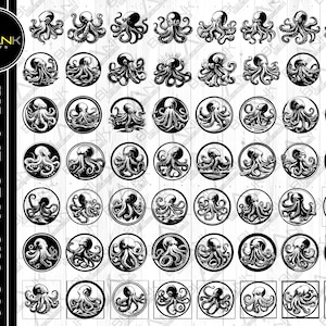 octopus bundle svg png jpeg eps dxf vector bundle silhouette cricut commercial use custom octopus sea ocean animal cephalopoda bundle video