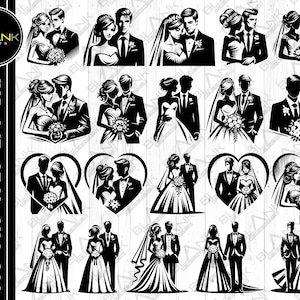 wedding couple bundle svg png jpeg eps dxf bundle silhouette clipart cricut vector commercial use custom wedding love marriage couple svg