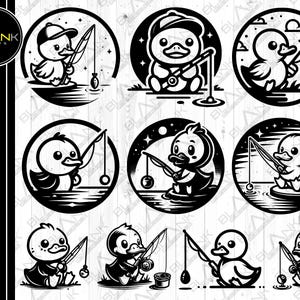 Duck Fishing Vector Bundle: Engrave, Cricut, Silhouette (Digital Download)