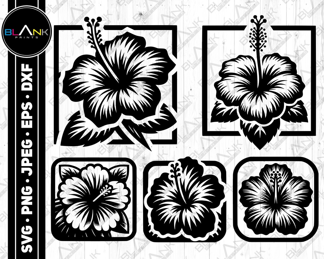 Hibiscus Flower Clipart Bundle, Svg Png Eps Dxf, Hawaiian Floral ...