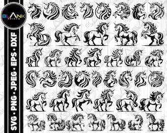 ユニコーン SVG バンドル: 商用利用グラフィック (デジタルダウンロード)