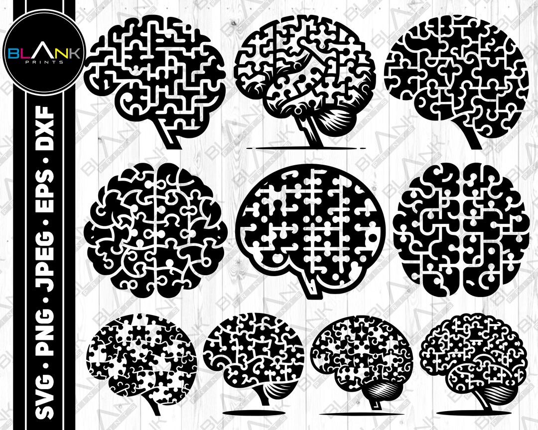 Brain Pattern Dxf Autism Brain Puzzle Awareness Svg Png Jpeg Eps Dxf Bundle Silhouette ...