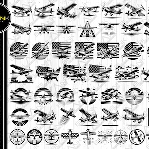 Light Airplane SVG Bundle: Pilot Aviation Aircraft Designs (Digital Download)